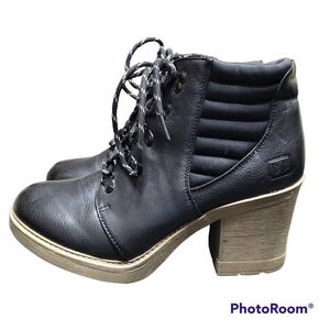 Dirty Laundry Black Rockstar Maverick Lace Up Chunky Block Heel Ankle Boots 8.5